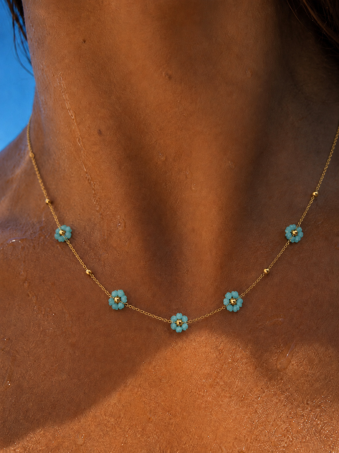 COLLIER PETITES FLEURS AMAZONITE