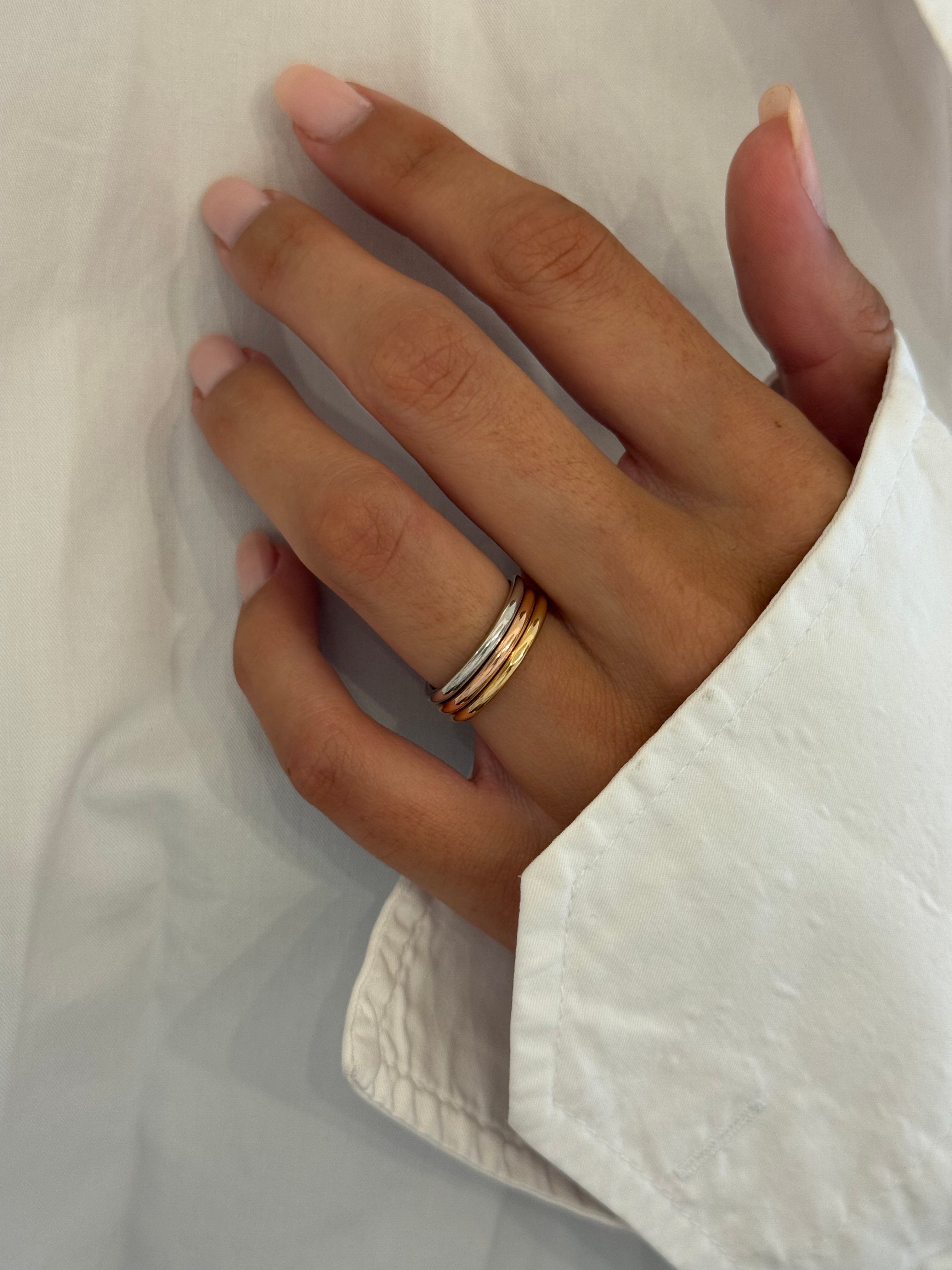 BAGUE ANNEAUX TROIS COULEURS