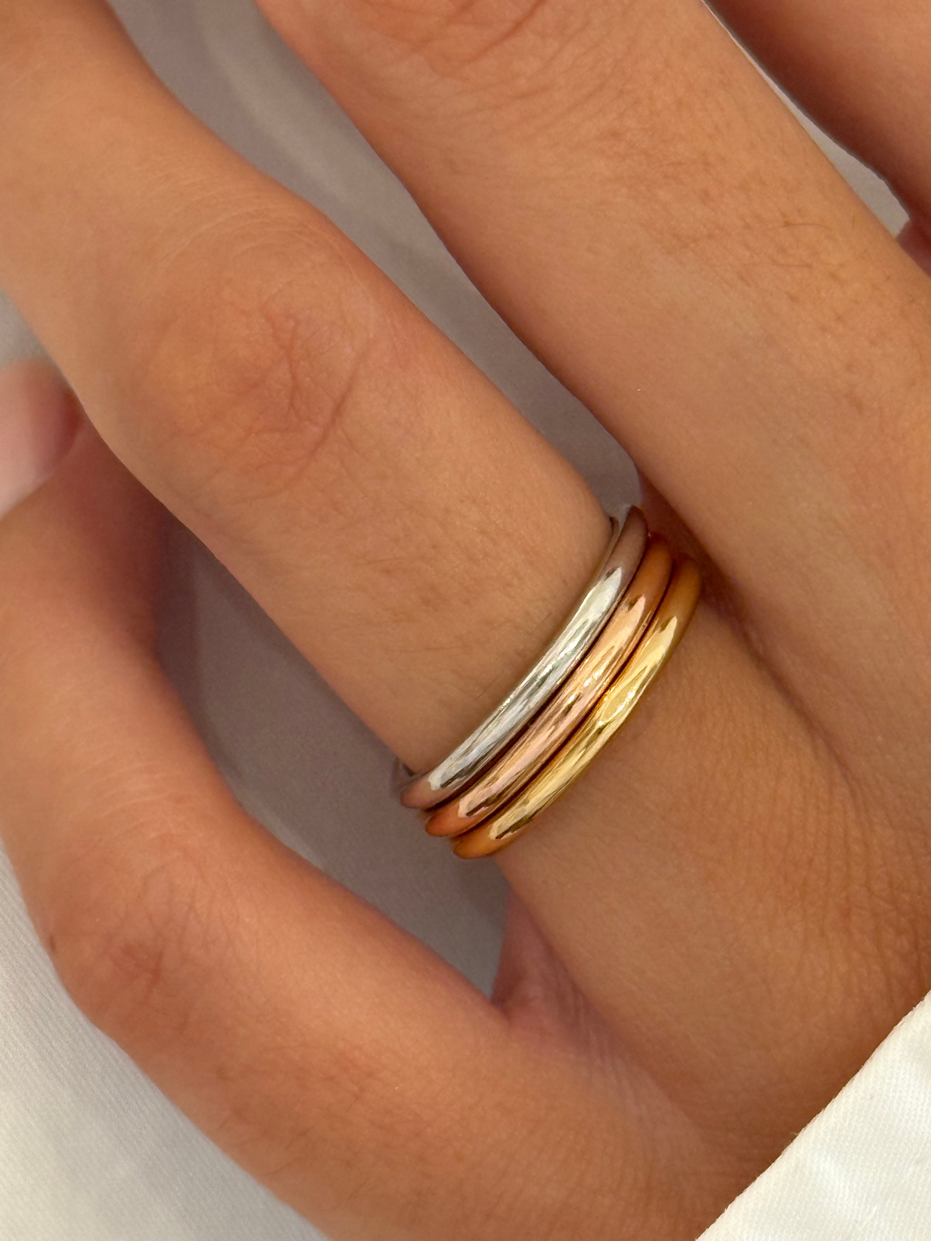 BAGUE ANNEAUX TROIS COULEURS