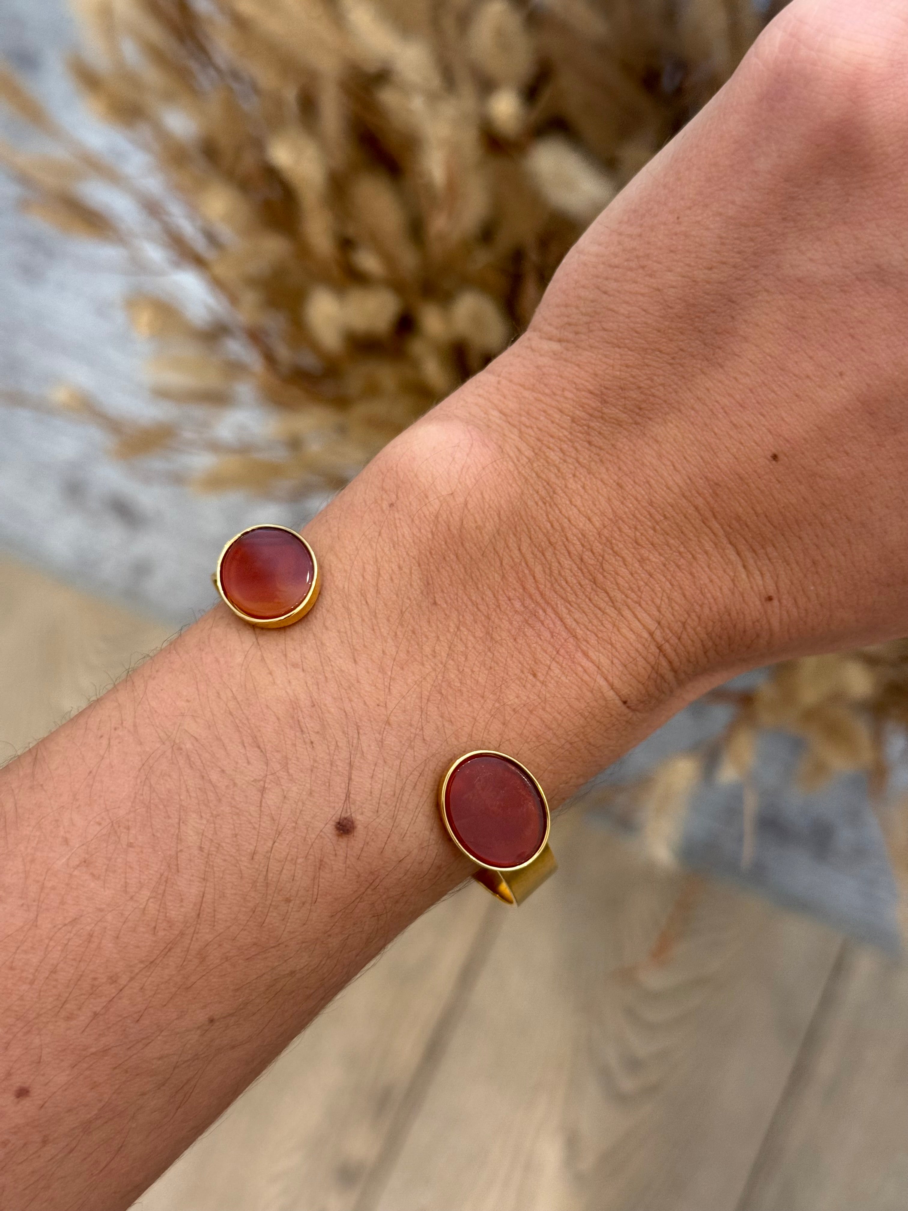 BRACELET JONC AMAROK AGATE ROUGE