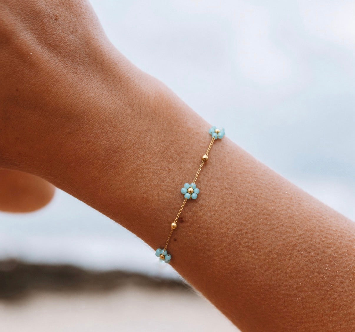 BRACELET PETITES FLEURS AMAZONITE